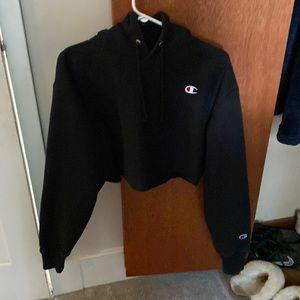 black champion scrapped hoodie